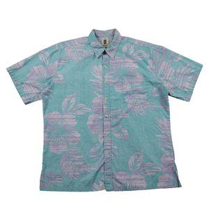Tori Richard Honolulu Short Sleeve Button Up Shirt Mens Size XL Gray Teal Floral
